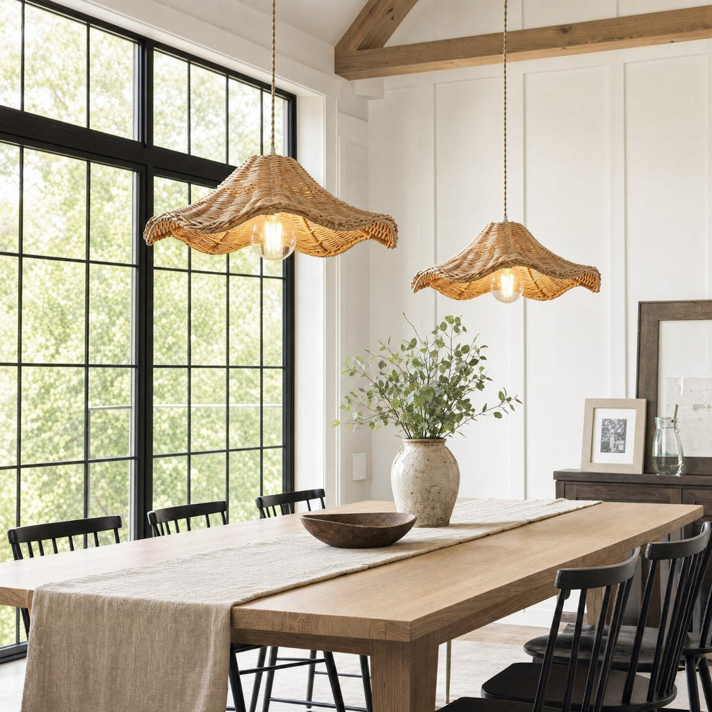 Ariel Rattan Wave Pendant Light