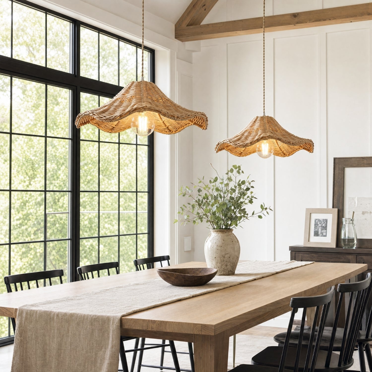 Ariel Rattan Wave Pendant Light