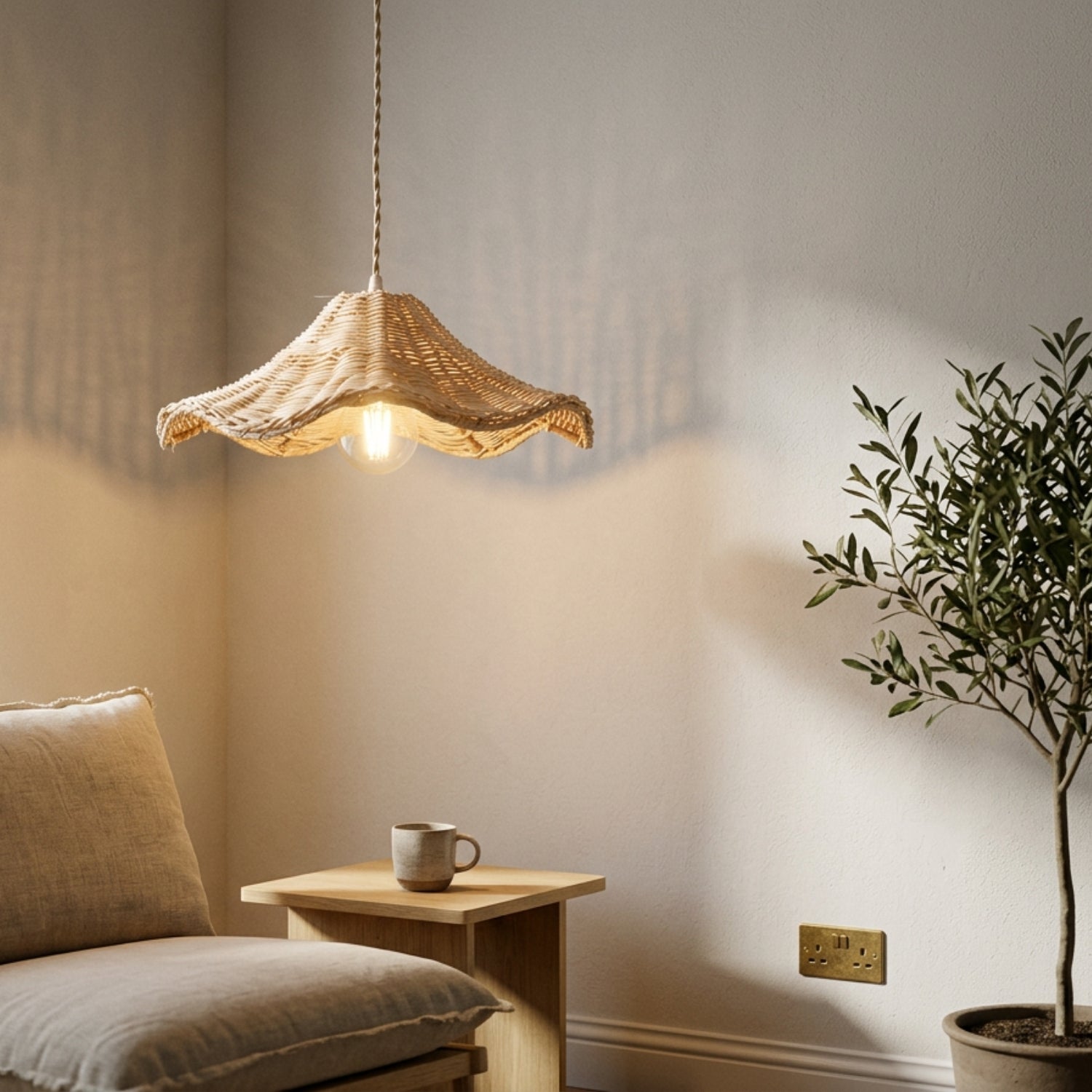 Ariel Rattan Wave Pendant Light