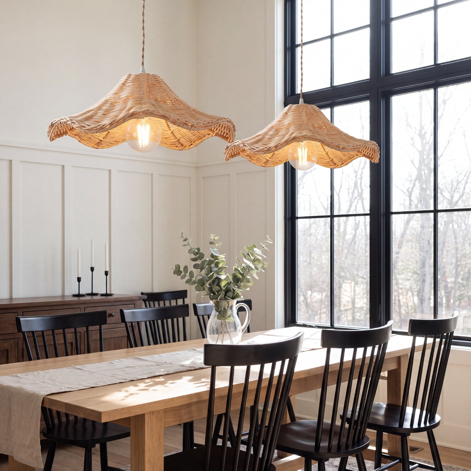 Ariel Rattan Wave Pendant Light