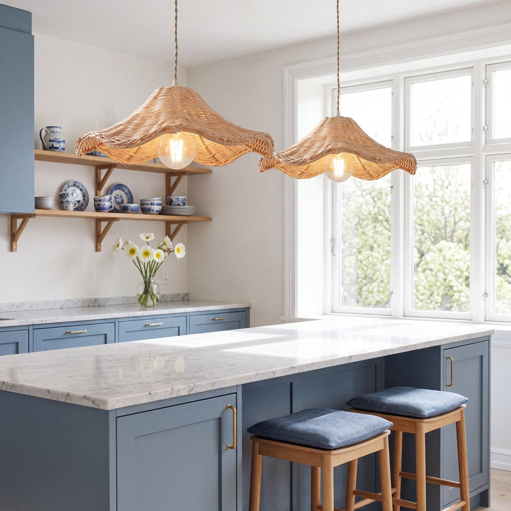 Ariel Rattan Wave Pendant Light
