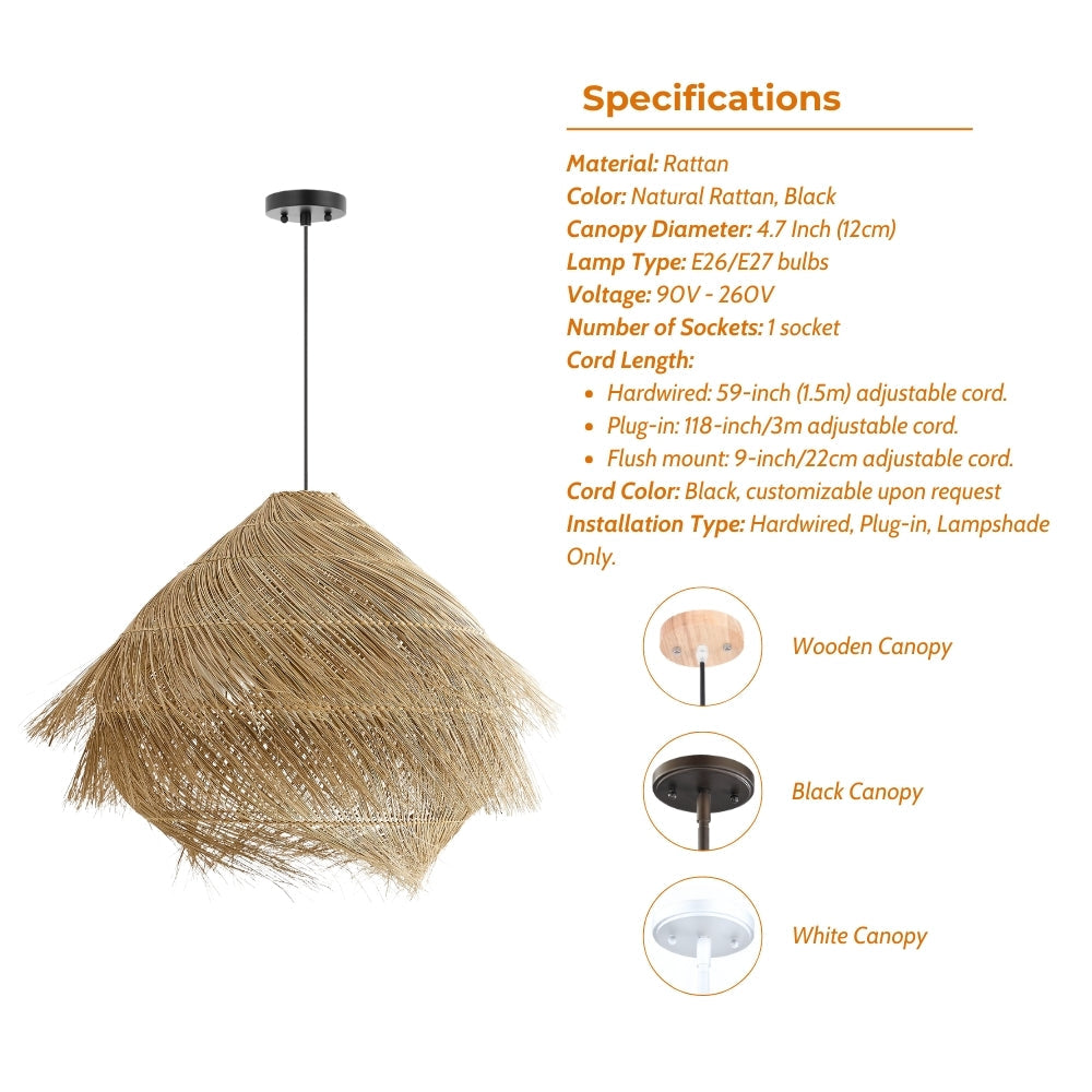 Ashburn Fringe Rattan Pendant Light