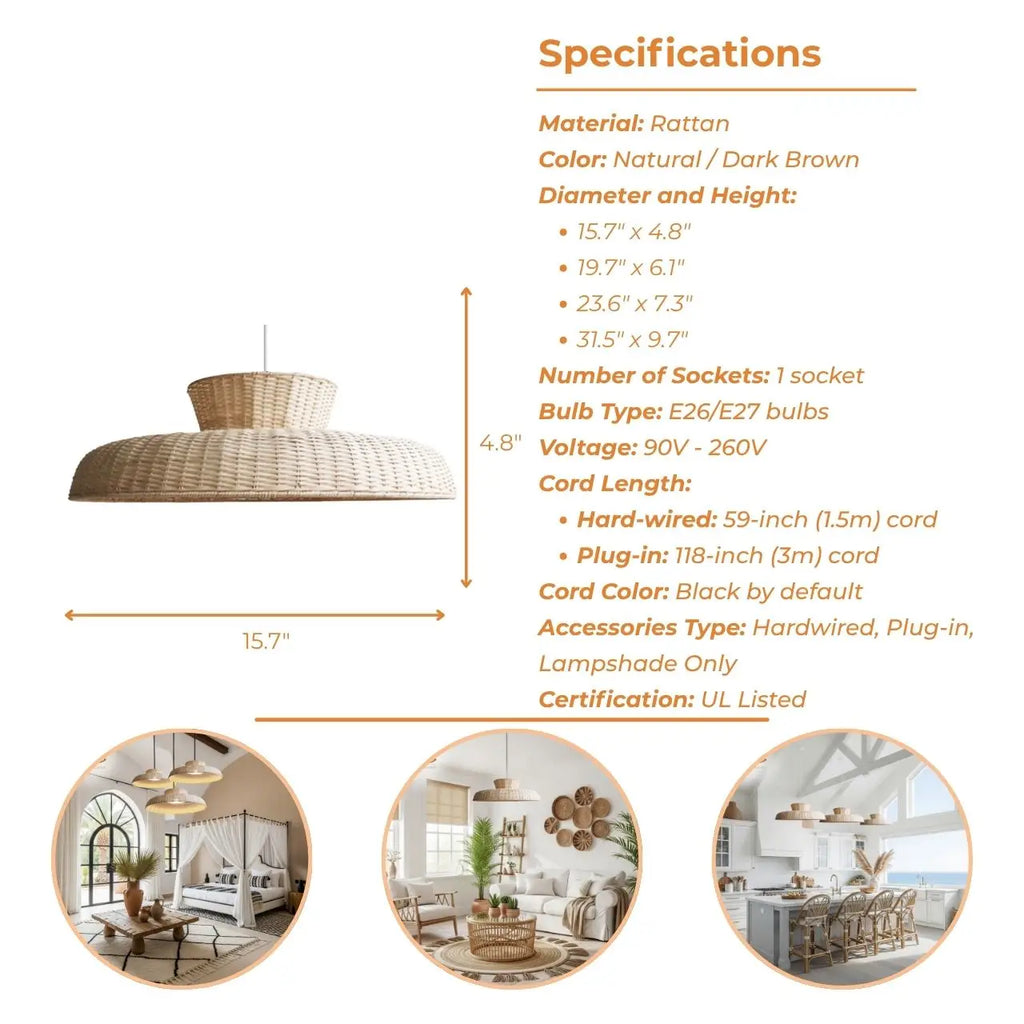 Balla Wicker Rattan Pendant Light