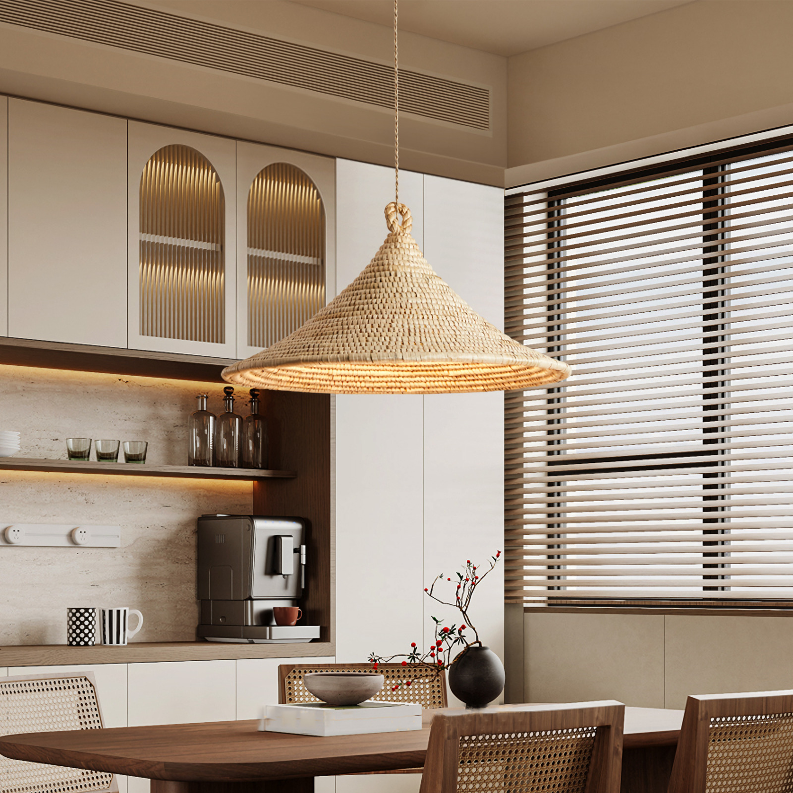 Yariah Cone Bamboo Rattan Pendant Light