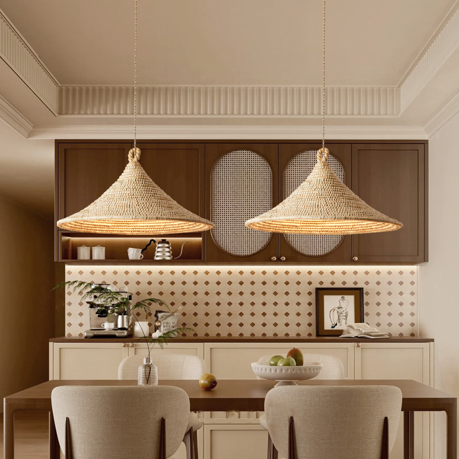 Yariah Cone Bamboo Rattan Pendant Light