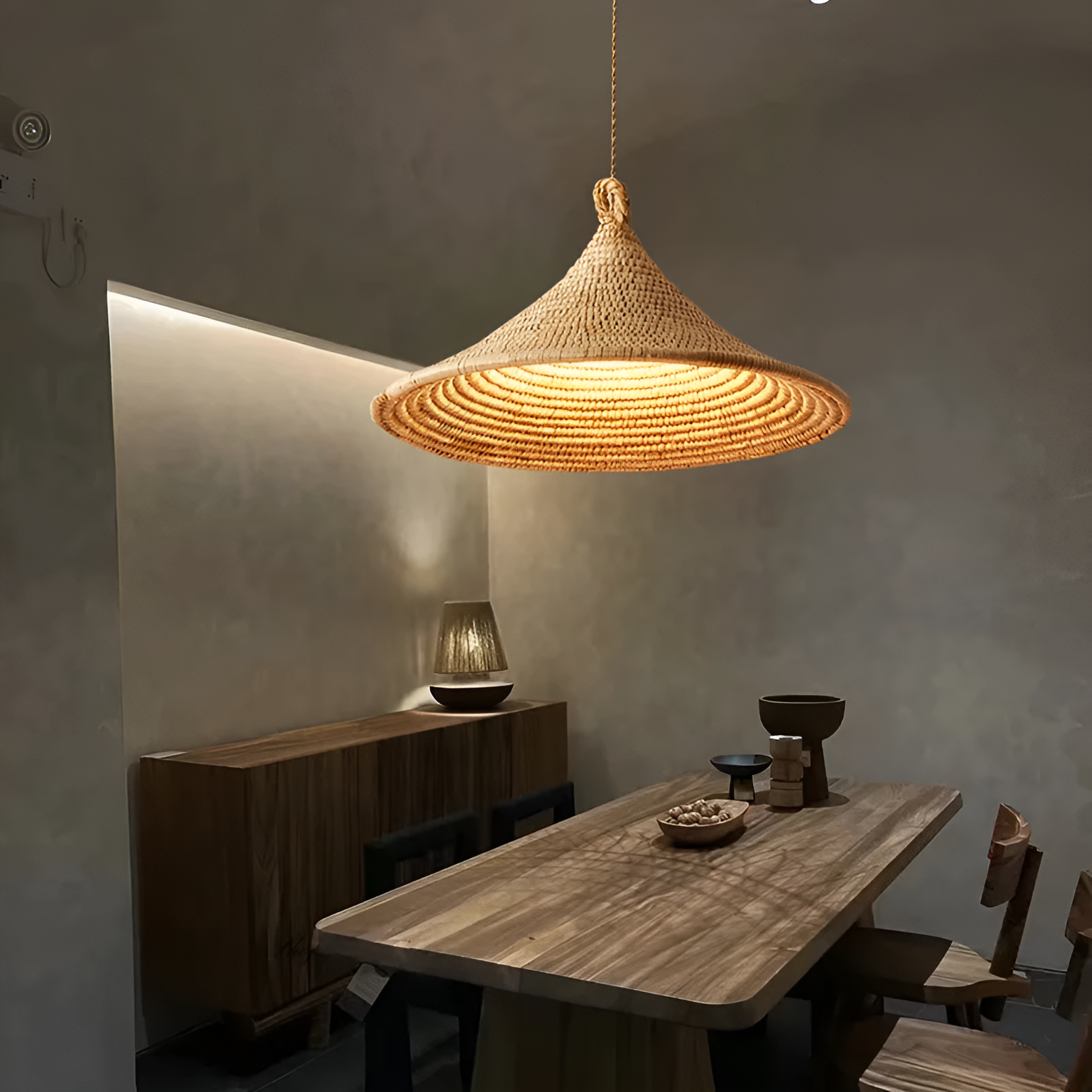 Yariah Cone Bamboo Rattan Pendant Light
