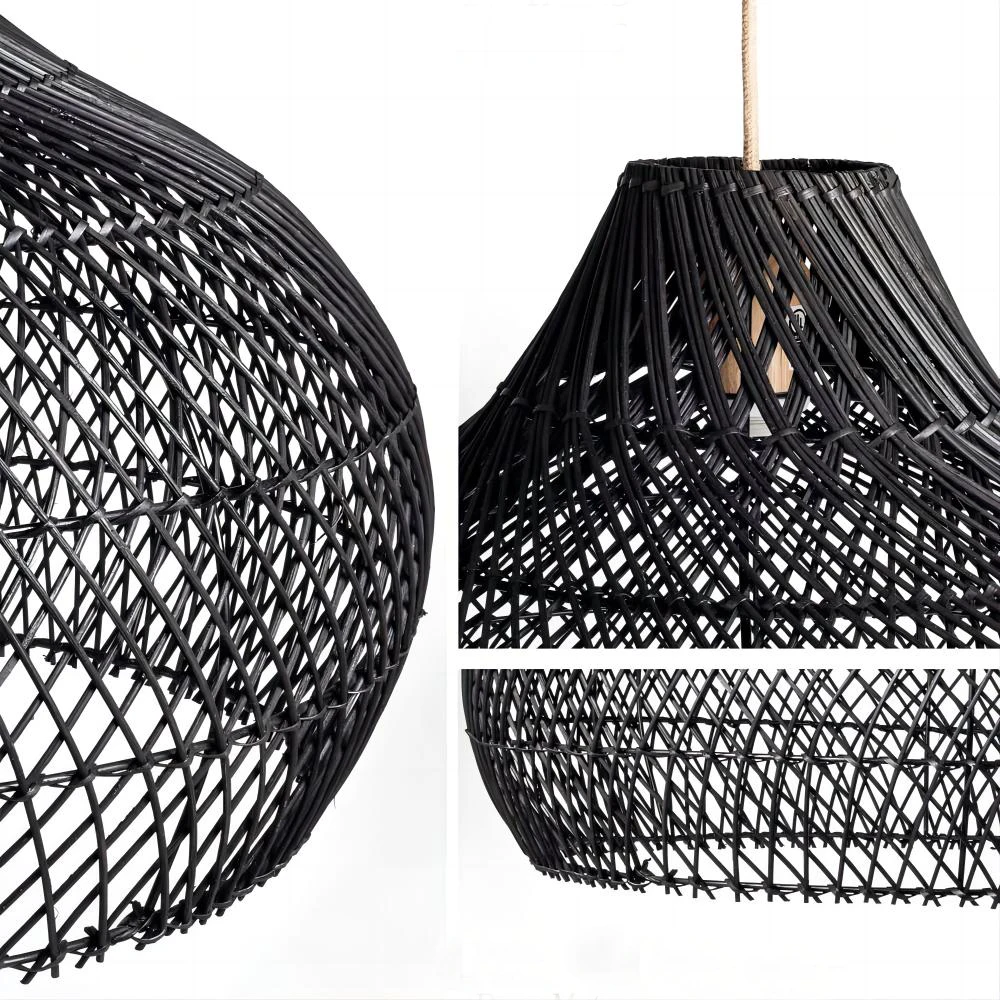 Anjani Dome Black Rattan Pendant Light