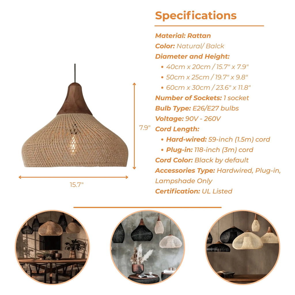 Bathari Wabi Sabi Rattan Pendant Light