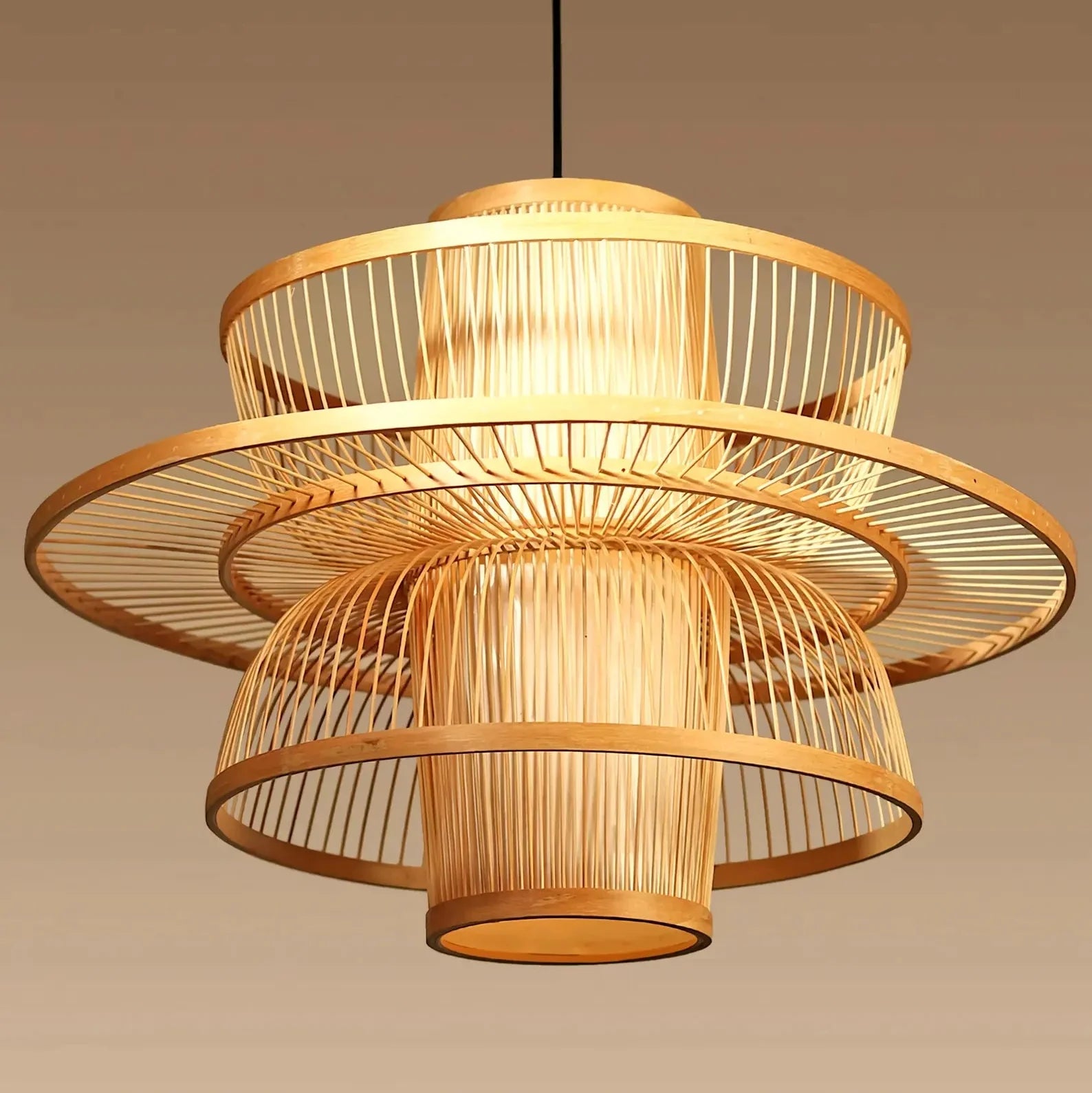 Bayou Wabi Sabi Tiered Bamboo Pendant Light
