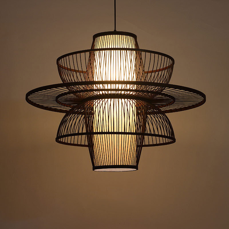 Bayou Wabi Sabi Tiered Bamboo Pendant Light