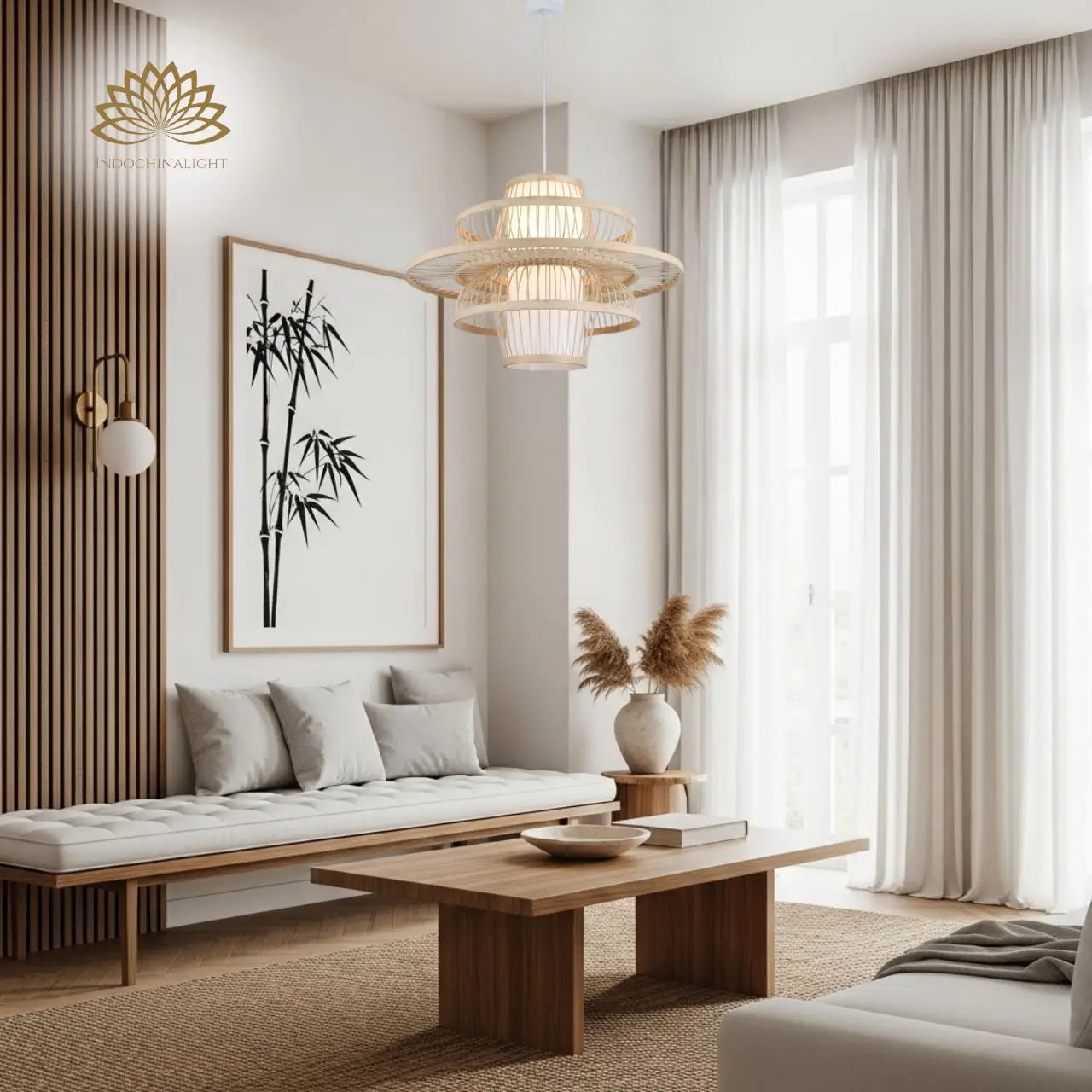 Bayou Wabi Sabi Tiered Bamboo Pendant Light