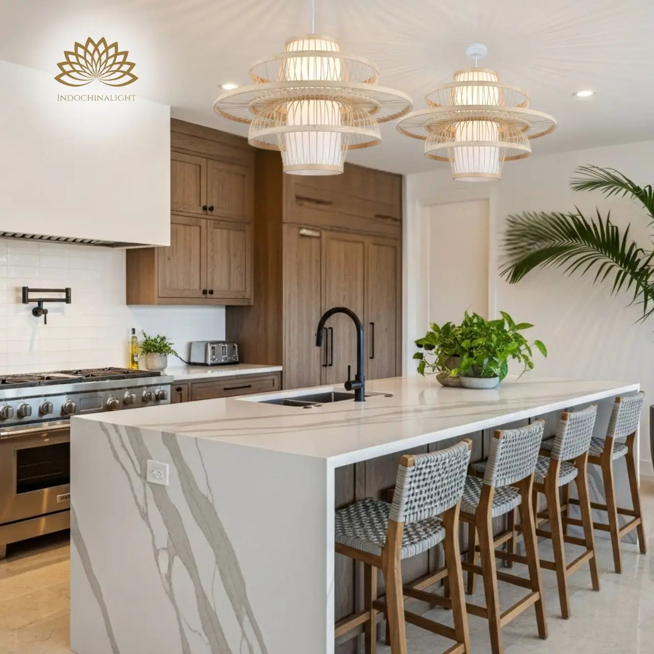 Bayou Wabi Sabi Tiered Bamboo Pendant Light