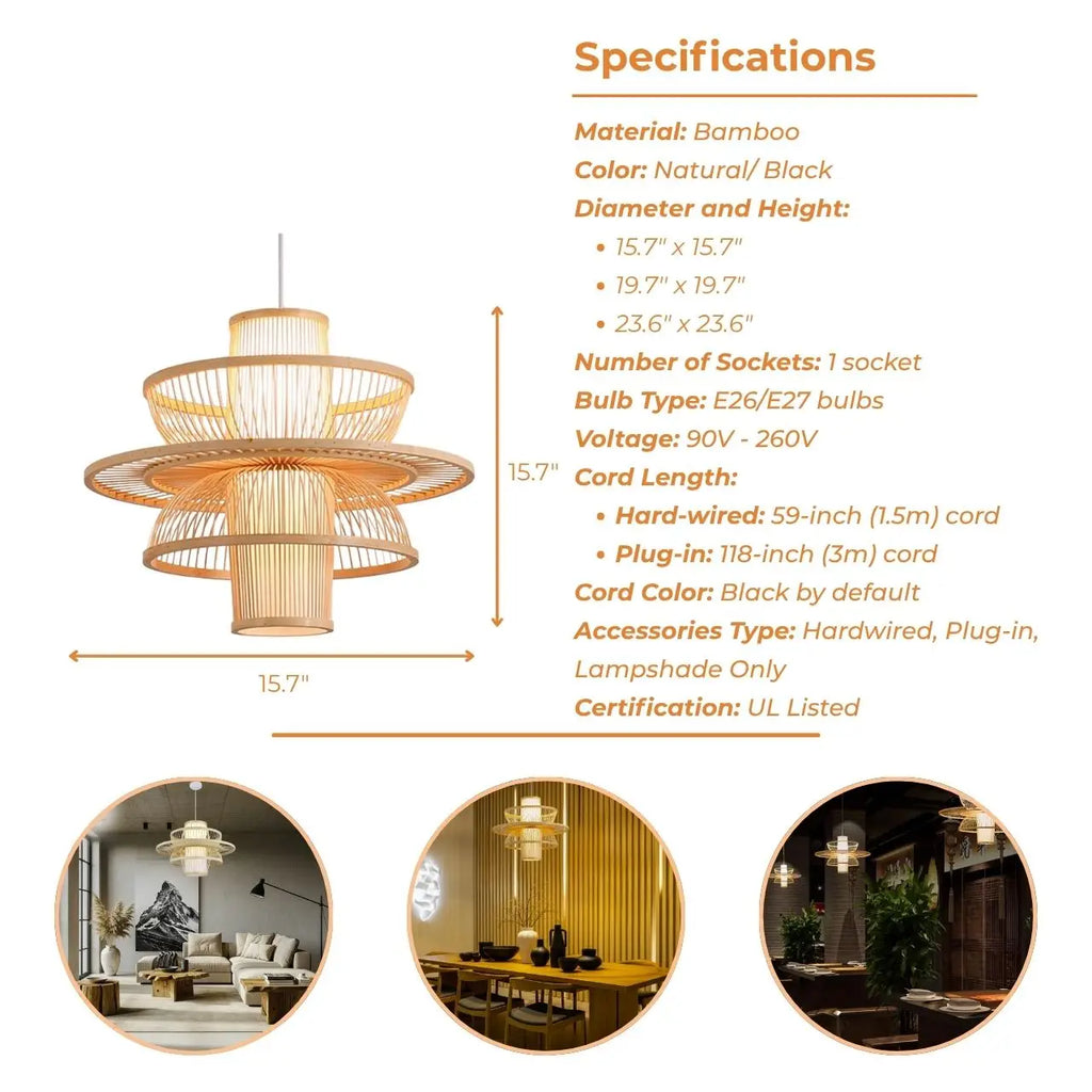 Bayou Wabi Sabi Tiered Bamboo Pendant Light