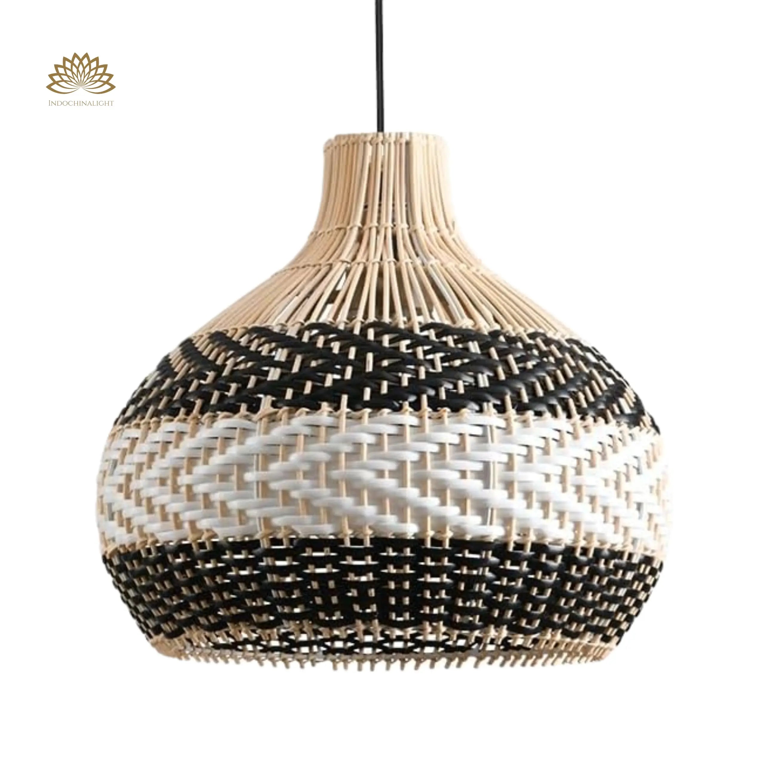 Beatrice Boho White Dome Basket Rattan Pendant Light