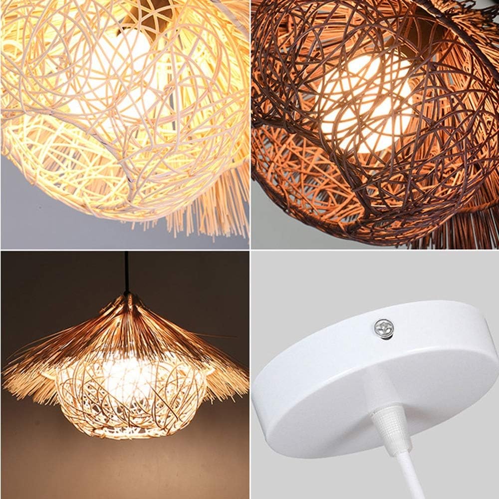 Begie Straw Hat Rattan Black Pendant Light