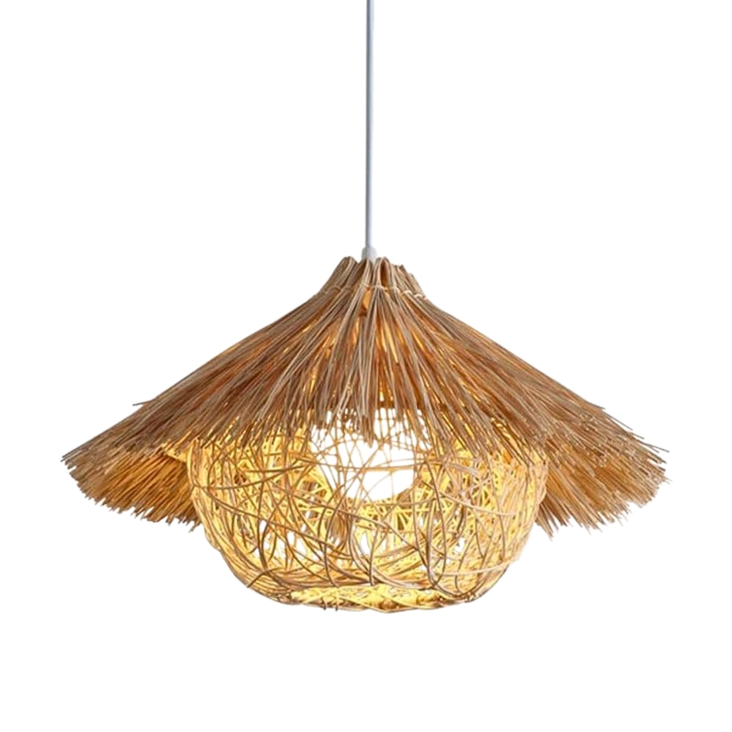 Begie Straw Hat Rattan Black Pendant Light
