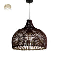 Belle Black Dome Rattan Pendant Light