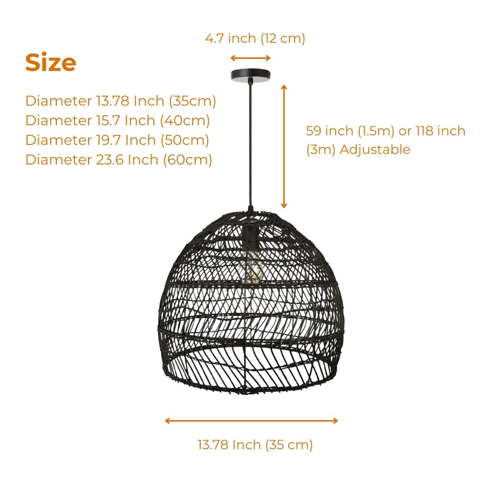 WalmHomie Black Wicker Rattan Pendant Light