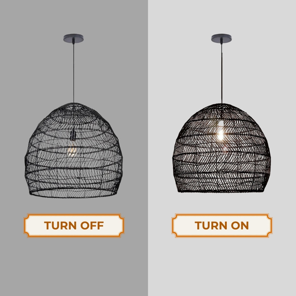 WalmHomie Black Wicker Rattan Pendant Light