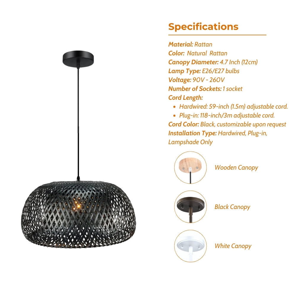 Eskil Black Bamboo Pendant Light Shade