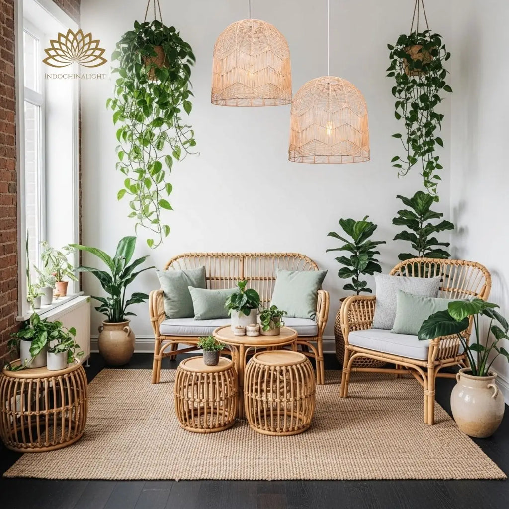 Lace Boho Rattan Pendant Light