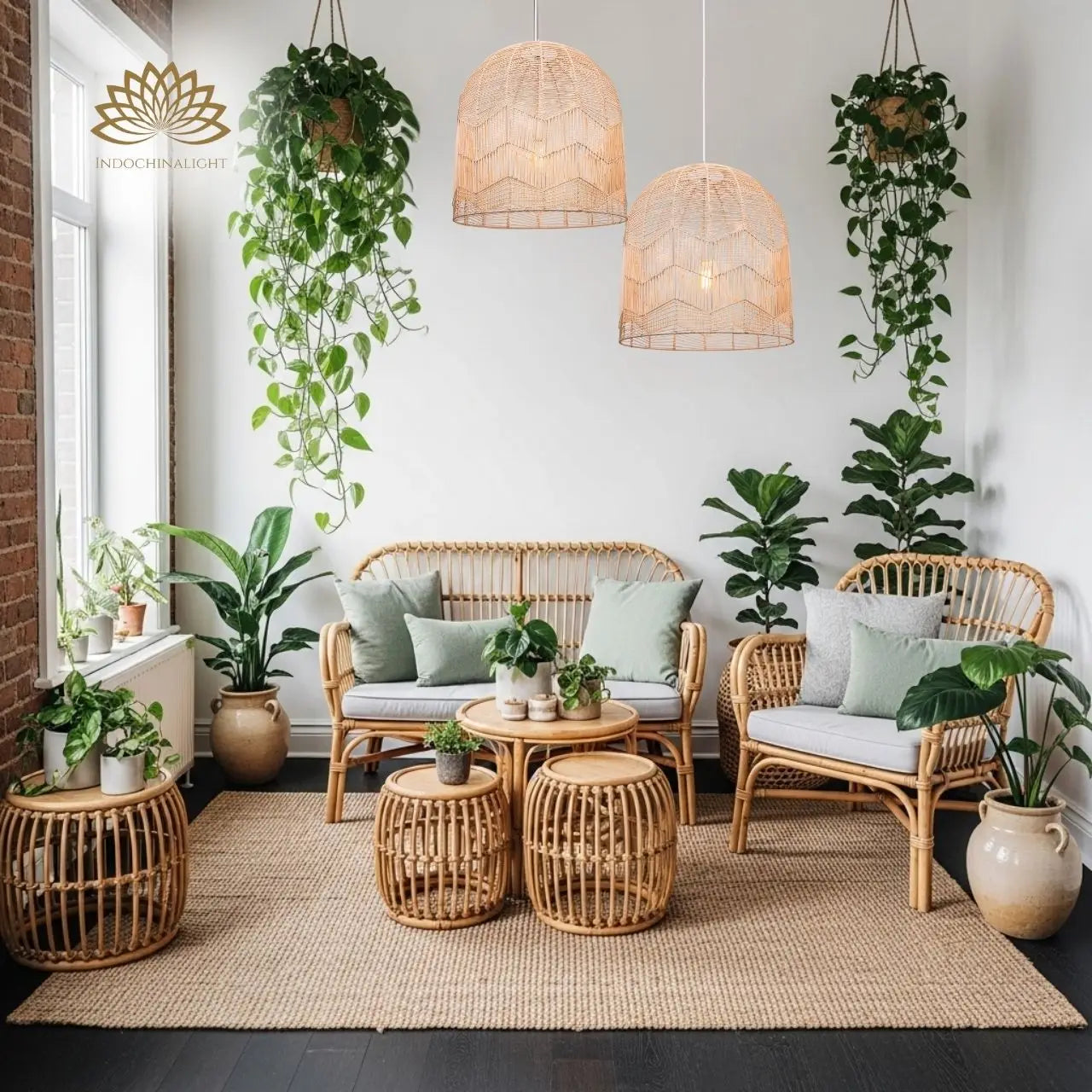 Lace Boho Rattan Pendant Light
