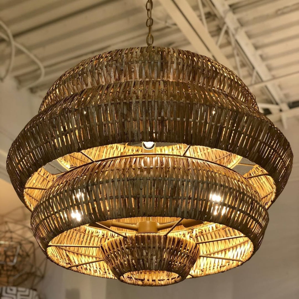 Antibes Extra Large Multi-Tiered Rattan Chandelier