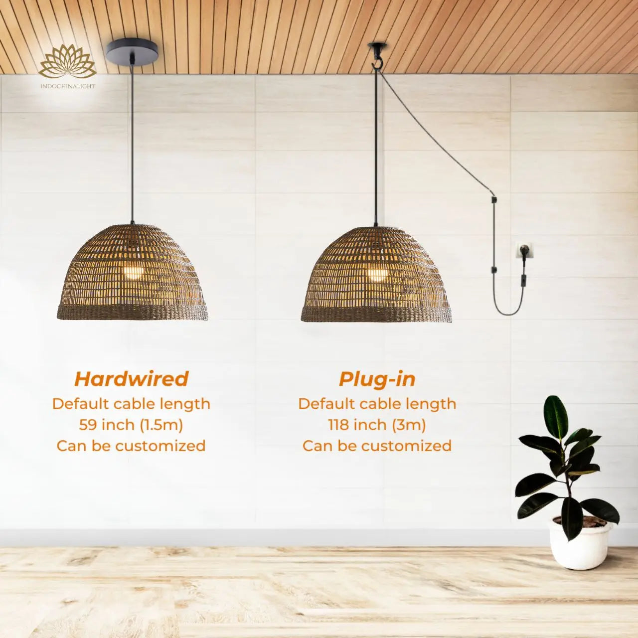 Bonin Large Dome Woven Rattan Pendant Light