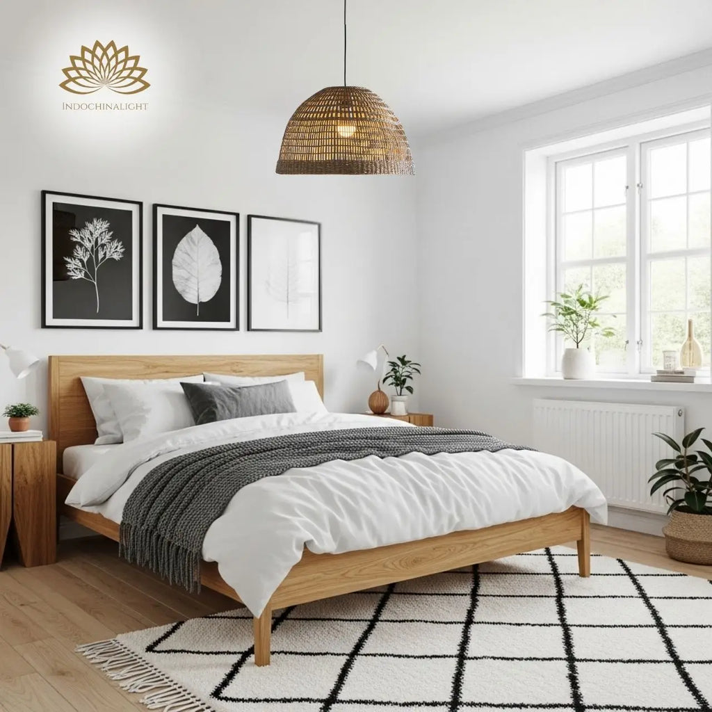 Bonin Large Dome Woven Rattan Pendant Light