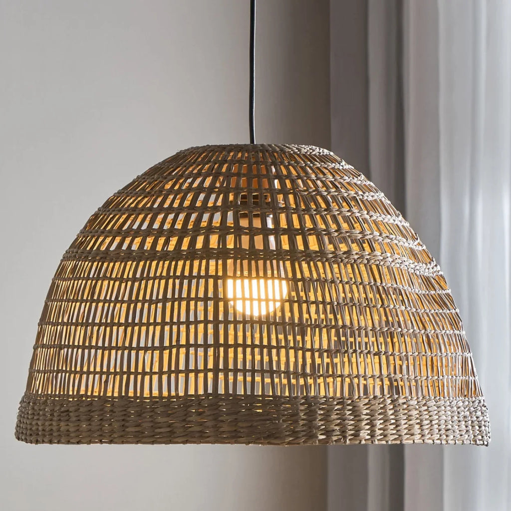 Bonin Large Dome Woven Rattan Pendant Light