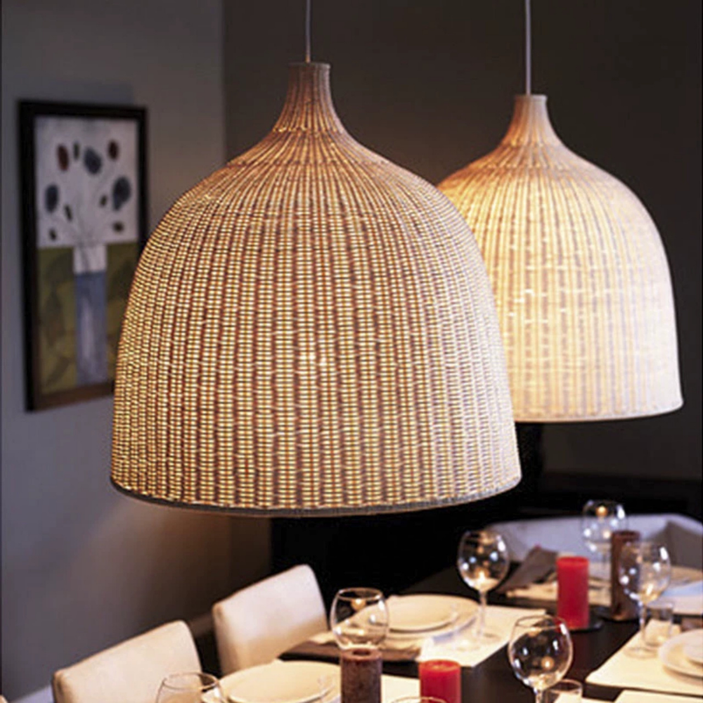Allen and Roth Wicker Rattan Bell Basket Pendant Light