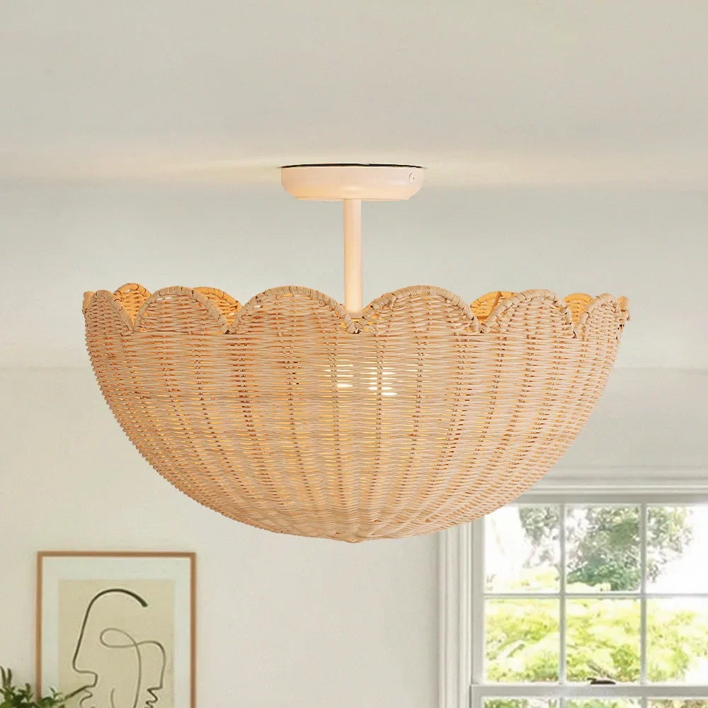 Bubble Rattan Flower Ceiling Light – Scallop Shape