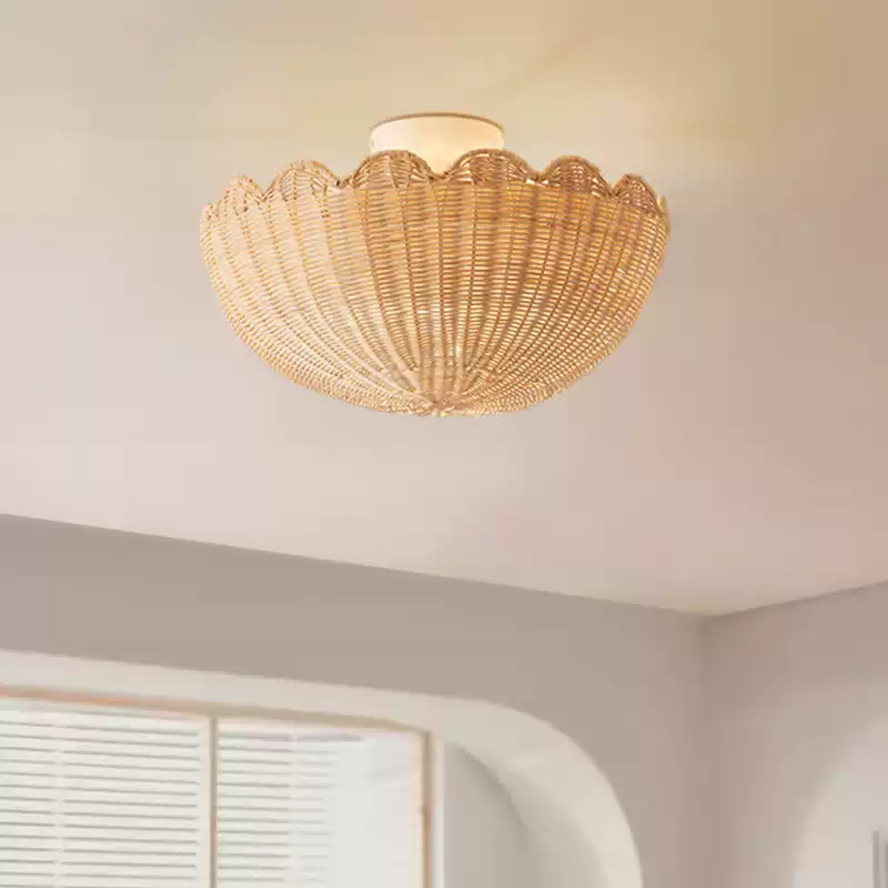 Bubble Rattan Flower Ceiling Light – Scallop Shape