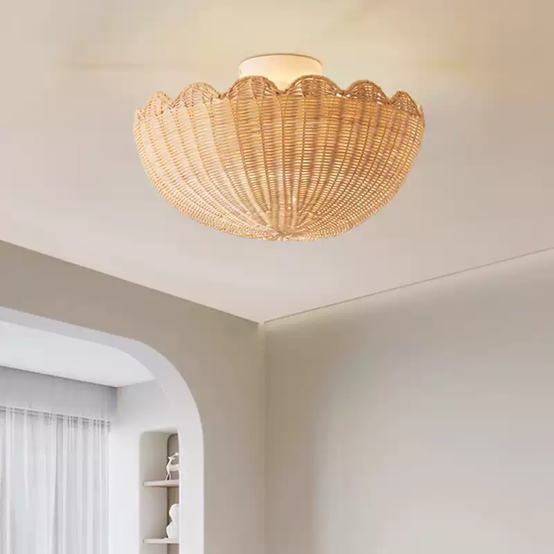 Bubble Rattan Flower Ceiling Light – Scallop Shape