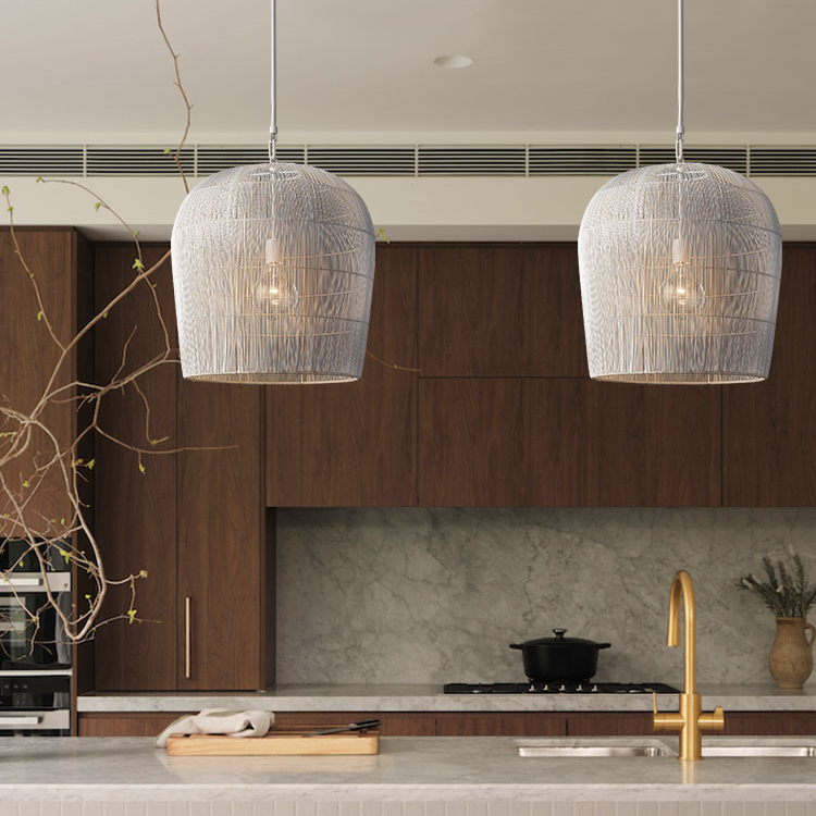 Cabrillo White Rattan Pendant Light