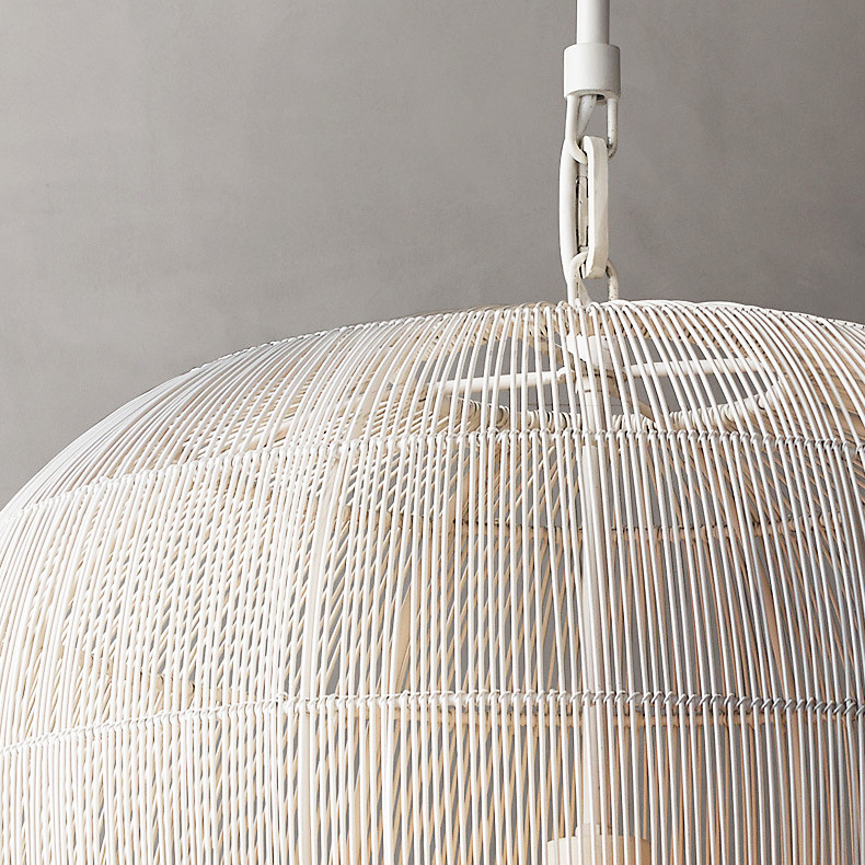 Cabrillo White Rattan Pendant Light