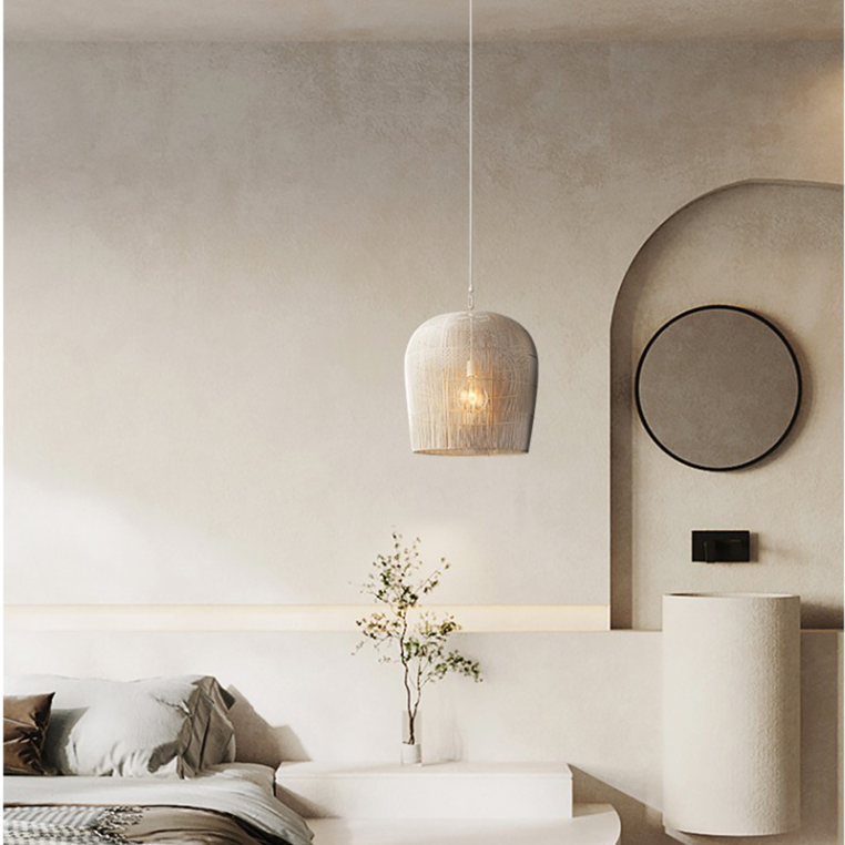 Cabrillo White Rattan Pendant Light