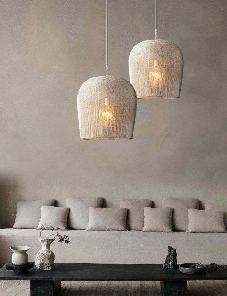 Cabrillo White Rattan Pendant Light