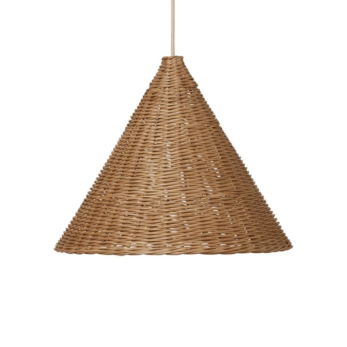 Carter Cone Woven Wicker Rattan Pendant Light