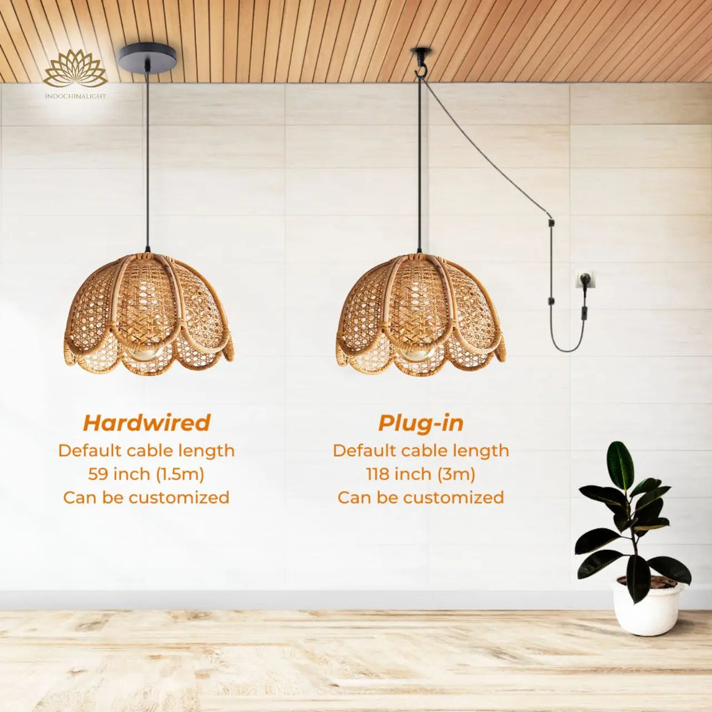 Cayla Boho Rattan Pendant Light