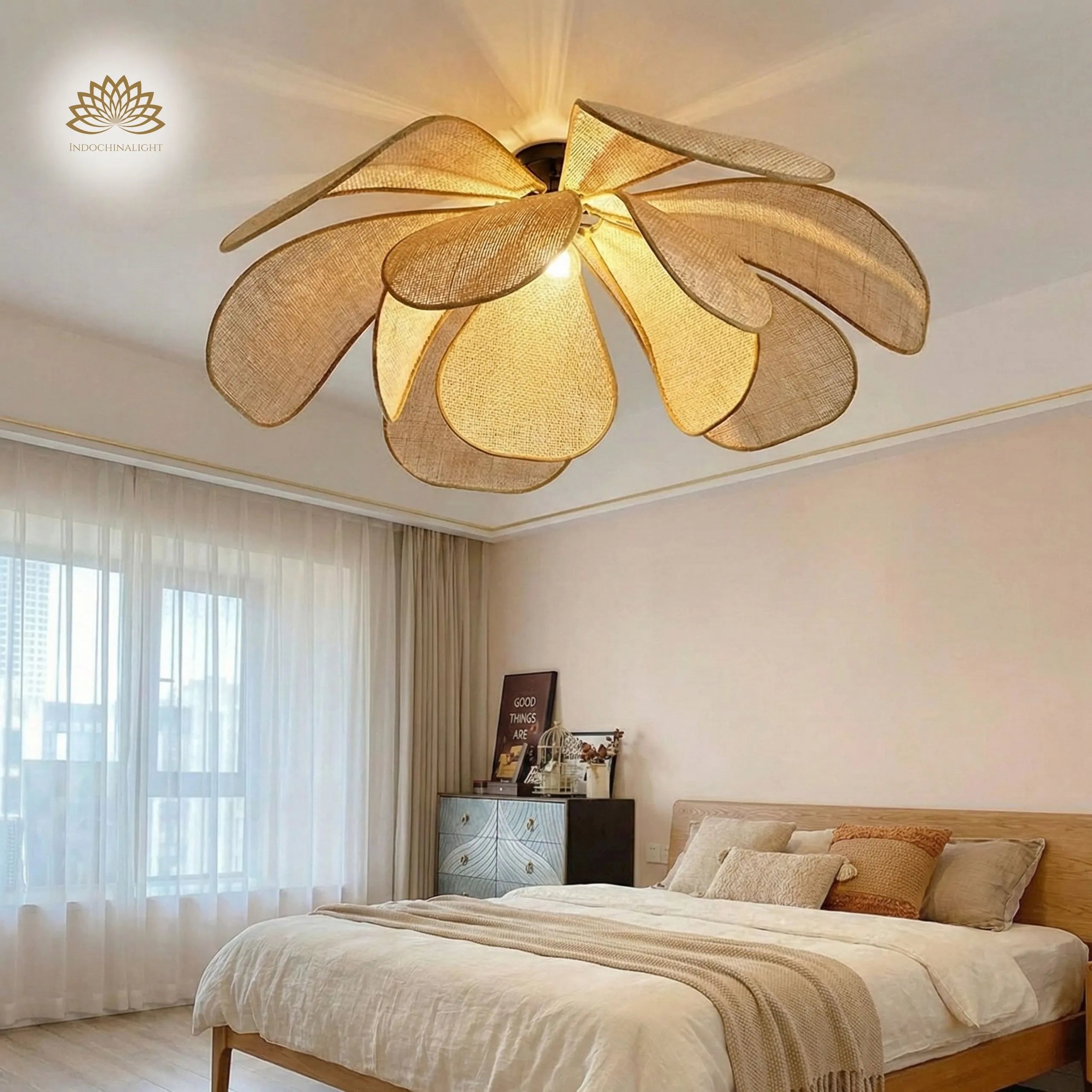 Cefalu Extra Large Rattan Petal Pendant Light