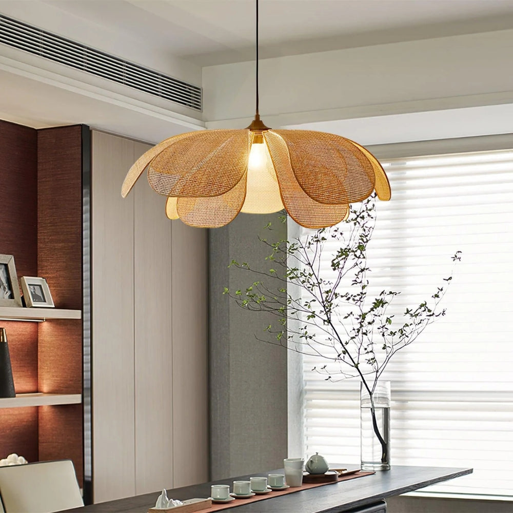 Cefalu Extra Large Rattan Petal Pendant Light