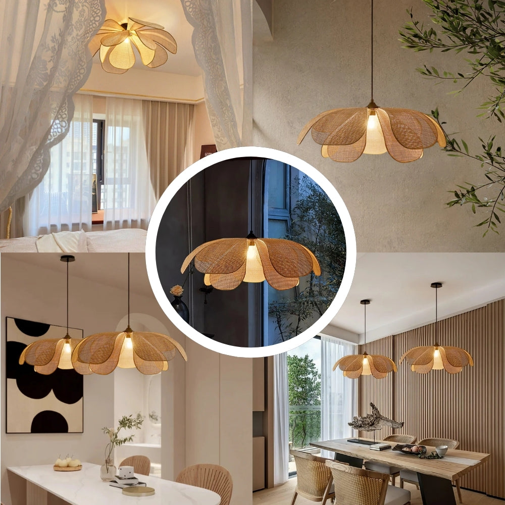Cefalu Extra Large Rattan Petal Pendant Light