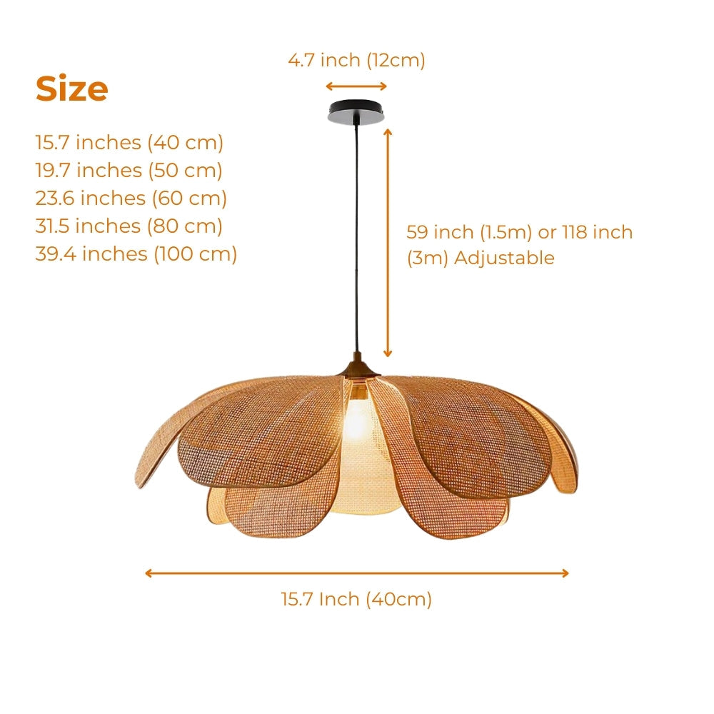 Cefalu Extra Large Rattan Petal Pendant Light