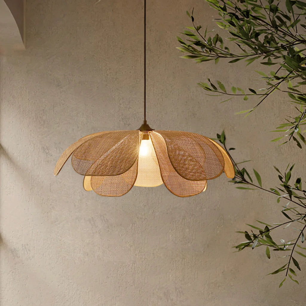 Cefalu Extra Large Rattan Petal Pendant Light