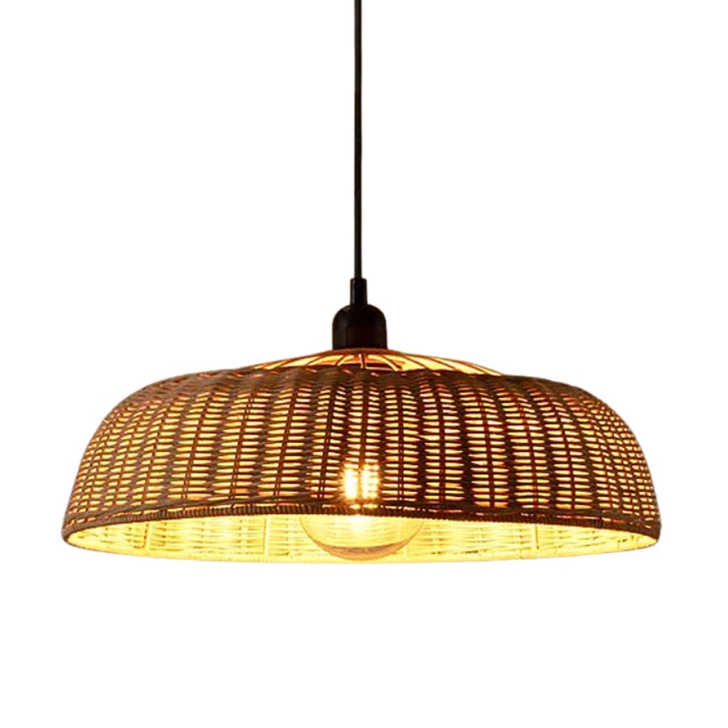 Chinesque Dome Woven Rattan Pendant Light