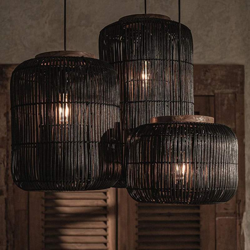 dBodhi Large Black Rattan Hanging Light