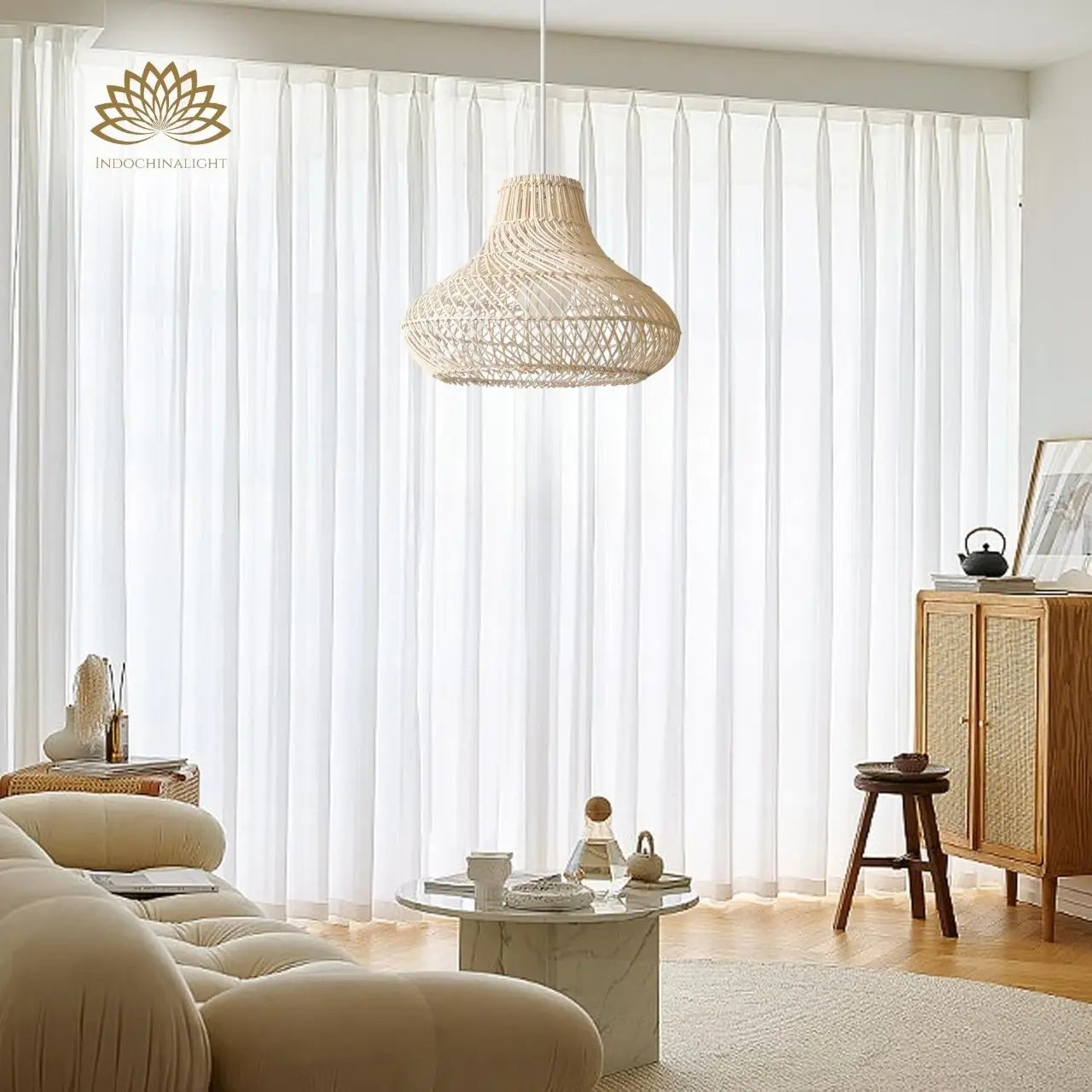 Dakota Natural Rattan Dome Pendant Light