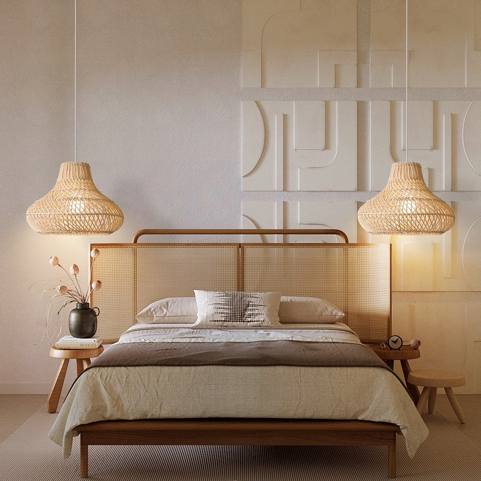 Dakota Natural Rattan Dome Pendant Light
