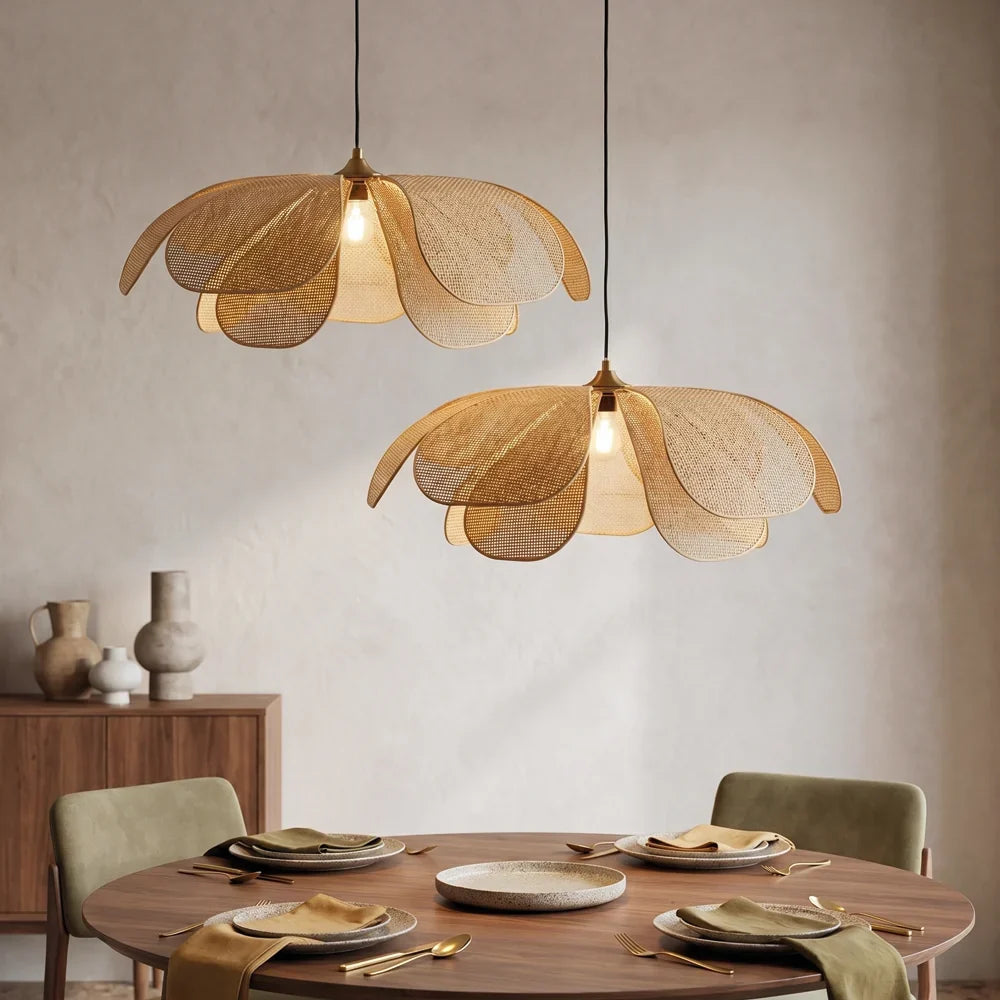 Cefalu Extra Large Rattan Petal Pendant Light